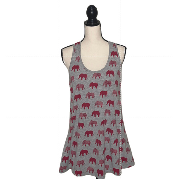 Rue Luju Maternity Top Gray Red Elephant Print Racer Back Tank Womens Large - Picture 11 of 12